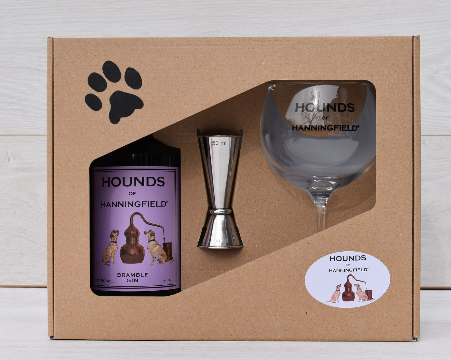 Hounds of Hanningfield Bramble Gin Gift Set with printed glass