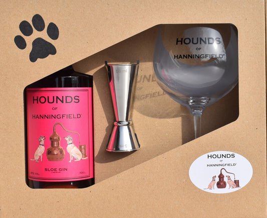 Hounds of Hanningfield Sloe Gin Gift Set with printed glass